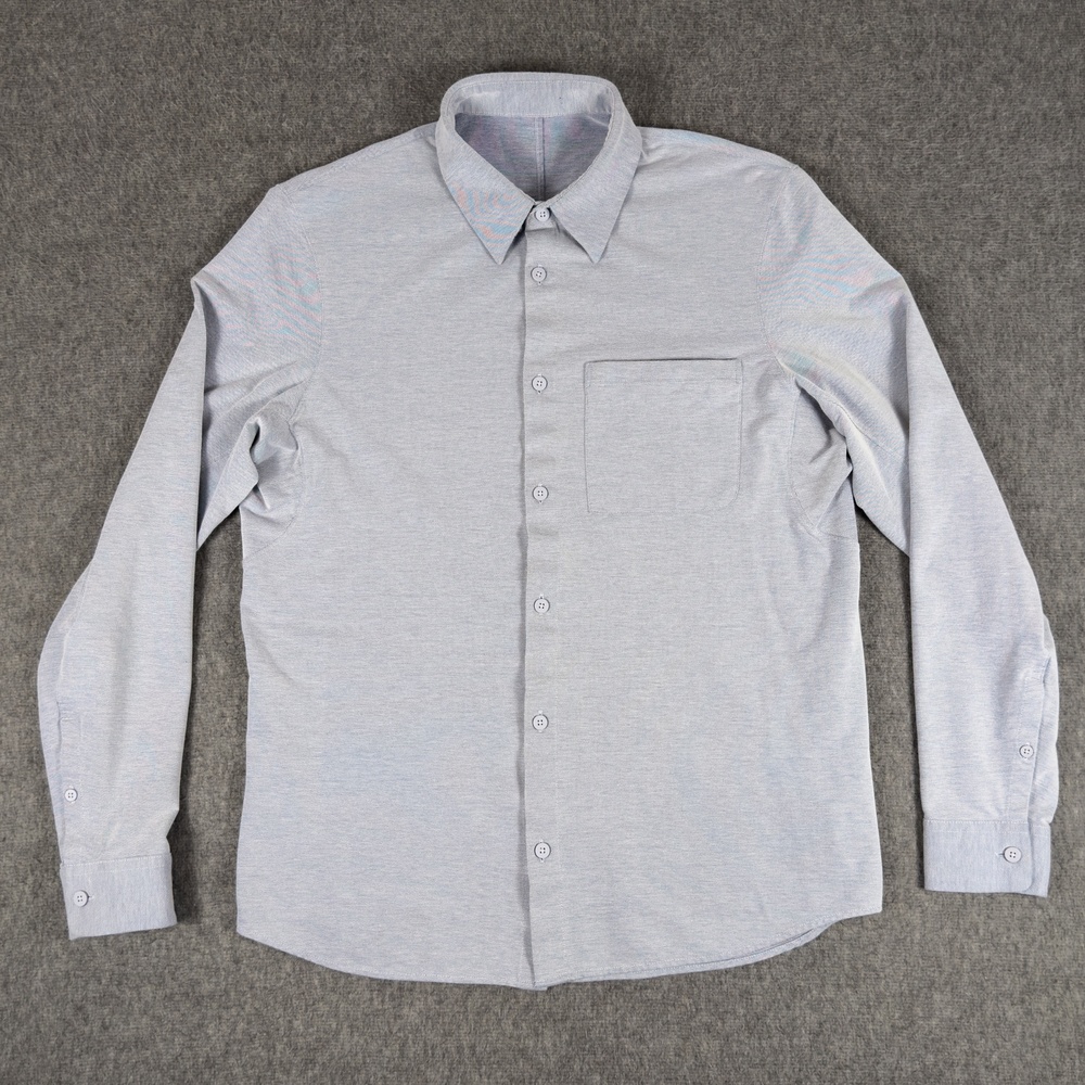 Lululemon Voyger Shirt Mens Large Blue Long Sleeve Button Up Stretch Breathable